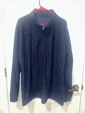 NWOT Navy and Black Corduroy Quarter-Zip Pullover
